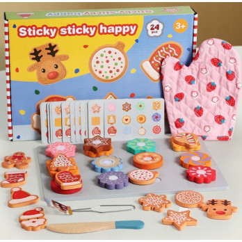 DREWNIANY ZESTAW CIASTECZEK DO KROJENIA ZABAWKA KUCHENNA MONTESSORI