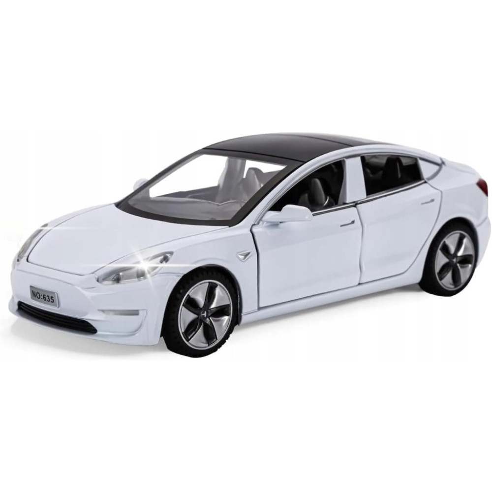 METALOWY MODEL SAMOCHODU TESLA 3 DŹWIĘK ŚWIATŁA LED OTWIERANE DRZWI