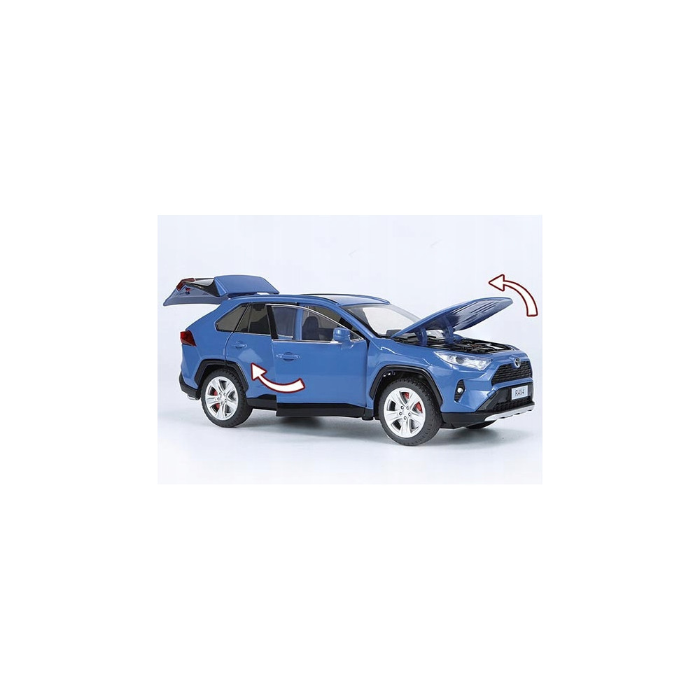 TOYOTA RAV4 METALOWY MODEL SAMOCHODU 1:24 DŹWIĘK NIEBIESKI BLUE