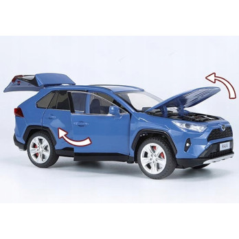 TOYOTA RAV4 METALOWY MODEL SAMOCHODU 1:24 DŹWIĘK NIEBIESKI BLUE