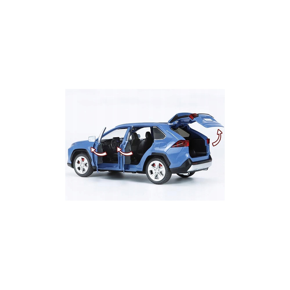 TOYOTA RAV4 METALOWY MODEL SAMOCHODU 1:24 DŹWIĘK NIEBIESKI BLUE
