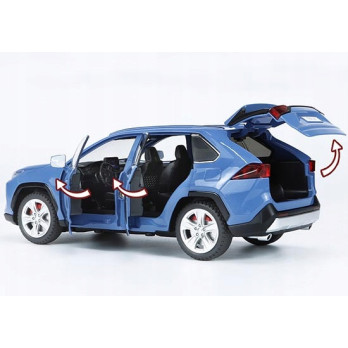 TOYOTA RAV4 METALOWY MODEL SAMOCHODU 1:24 DŹWIĘK NIEBIESKI BLUE