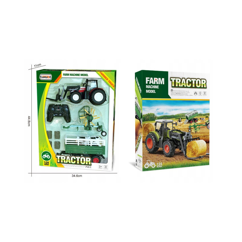 TRAKTOR ZDALNIE STEROWANY Z PRZYCZEPĄ 4W1 AKCESORIA ZESTAW