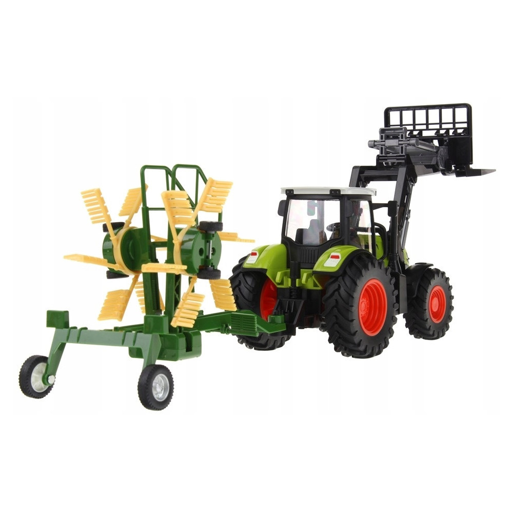 TRAKTOR ZDALNIE STEROWANY Z PRZYCZEPĄ 4W1 AKCESORIA ZESTAW