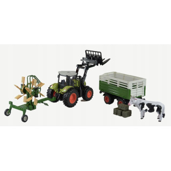 TRAKTOR ZDALNIE STEROWANY Z PRZYCZEPĄ 4W1 AKCESORIA ZESTAW
