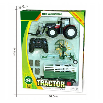 TRAKTOR ZDALNIE STEROWANY Z PRZYCZEPĄ 4W1 AKCESORIA ZESTAW