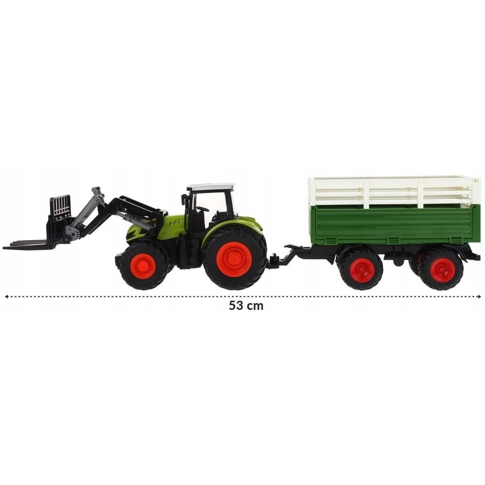 TRAKTOR ZDALNIE STEROWANY Z PRZYCZEPĄ 4W1 AKCESORIA ZESTAW