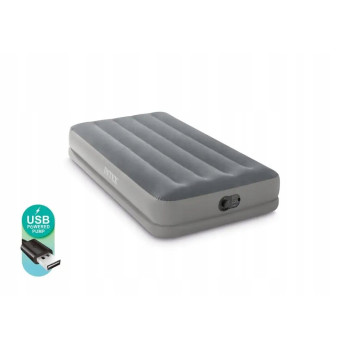 Materac dmuchany jednoosobowy łóżko z pompką USB Intex 64112 biwak namiot