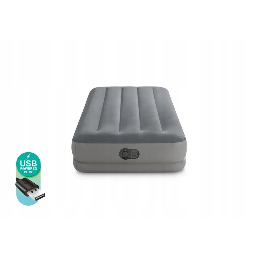 Materac dmuchany jednoosobowy łóżko z pompką USB Intex 64112 biwak namiot