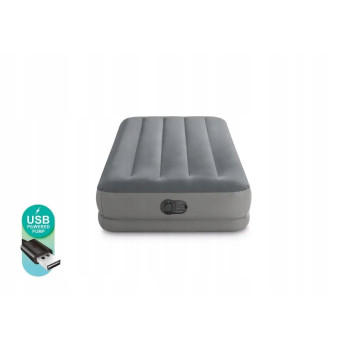 Materac dmuchany jednoosobowy łóżko z pompką USB Intex 64112 biwak namiot