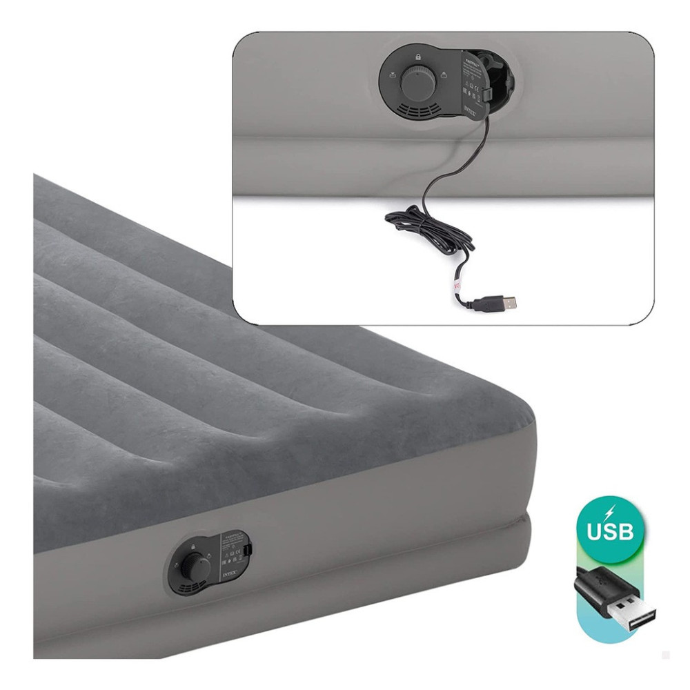 Materac dmuchany jednoosobowy łóżko z pompką USB Intex 64112 biwak namiot