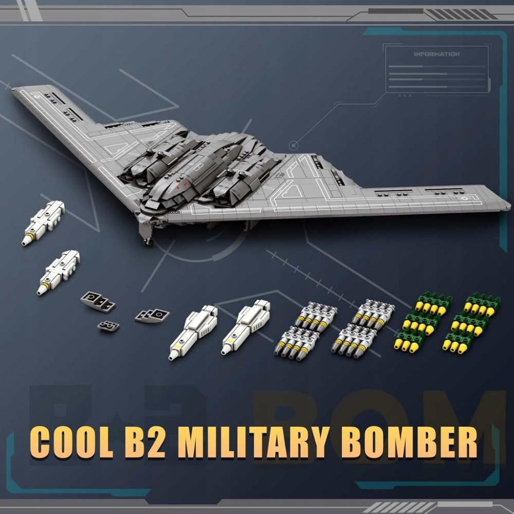 KLOCKI KONSTRUKCYJNE REOBRIX 33038 BOMBOWIEC B-2 WOJSKOWY ODRZUTOWIEC