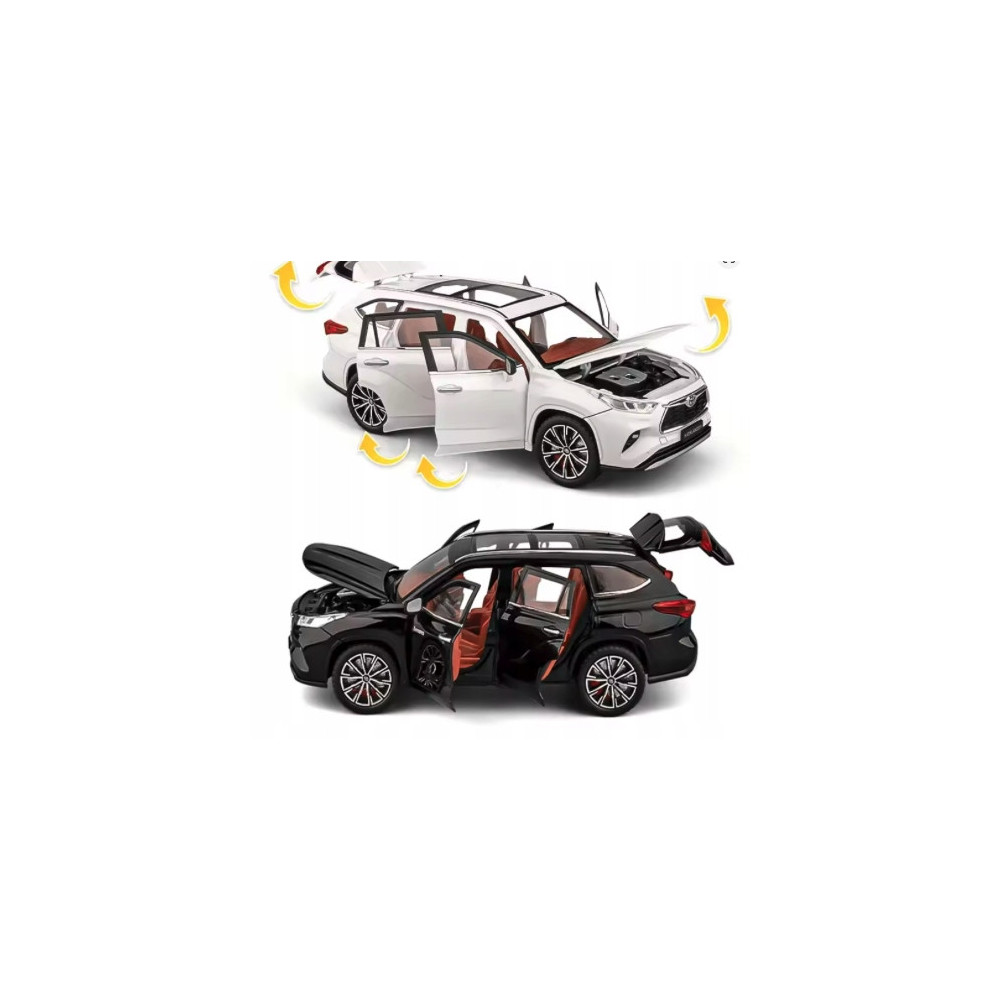 TOYOTA HIGHLANDER METALOWY MODEL SAMOCHODU 1:24 DŹWIĘK ŚWIATŁO CZARNY