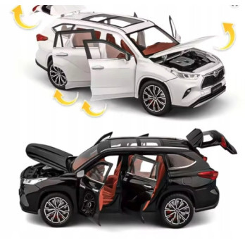 TOYOTA HIGHLANDER METALOWY MODEL SAMOCHODU 1:24 DŹWIĘK ŚWIATŁO CZARNY