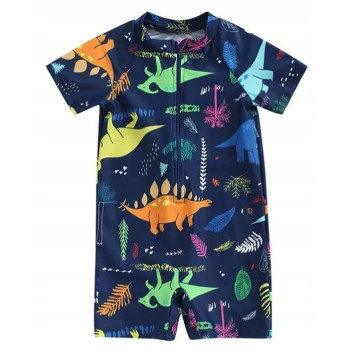 STRÓJ KĄPIELOWY GRANATOWY W DINOZAURY OCHRONA UV UPF50+ NA LATO 6-12 M