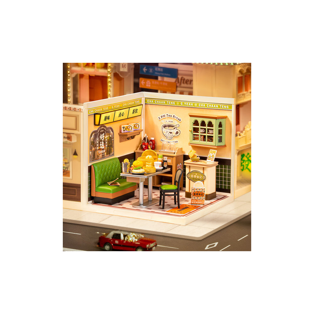 Robotime DW021 Zestaw konstrukcyjny Hon Kong Bites Cafe Mniaturowy Domek