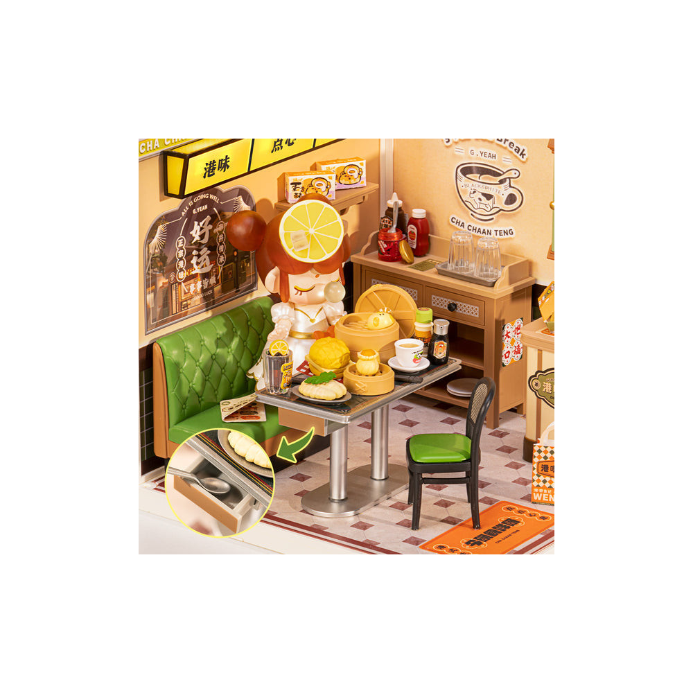 Robotime DW021 Zestaw konstrukcyjny Hon Kong Bites Cafe Mniaturowy Domek