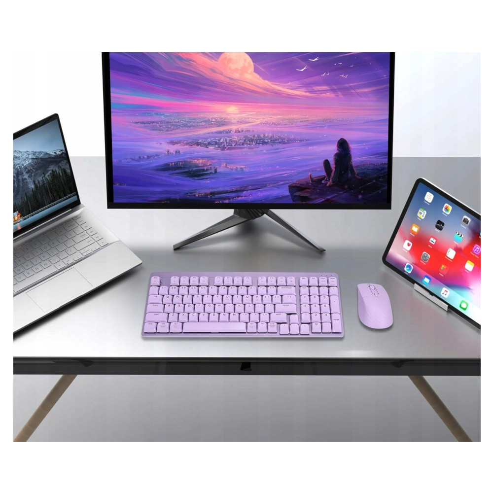 ZESTAW BEZPRZEWODOWY KLAWIATURA MYSZ MECHANICZNA 2,4G NISKI PROFIL CICHA