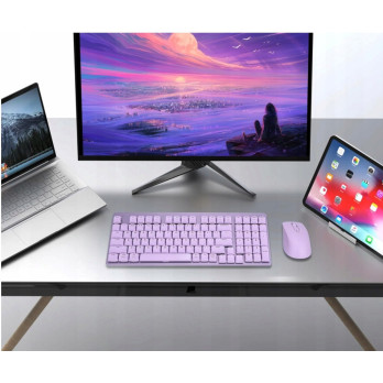 ZESTAW BEZPRZEWODOWY KLAWIATURA MYSZ MECHANICZNA 2,4G NISKI PROFIL CICHA