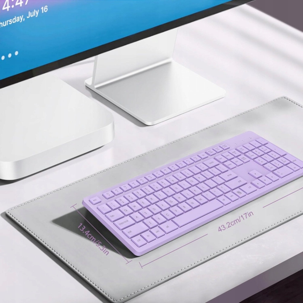 PEŁNOWYMIAROWA BEZPRZEWODOWA KLAWIATURA QWERTY IT USB FIOLETOWA