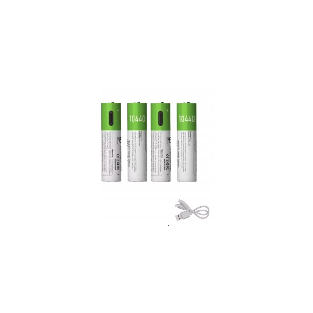WIELOKROTNE BATERIE PALUSZKI AKUMULATORKI 10440 4 SZT ŁADOWANE KABLEM USB-C