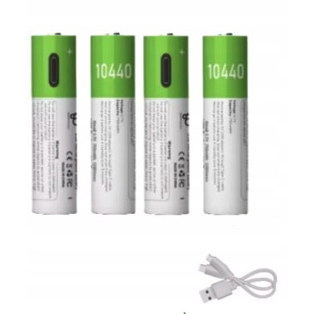 WIELOKROTNE BATERIE PALUSZKI AKUMULATORKI 10440 4 SZT ŁADOWANE KABLEM USB-C
