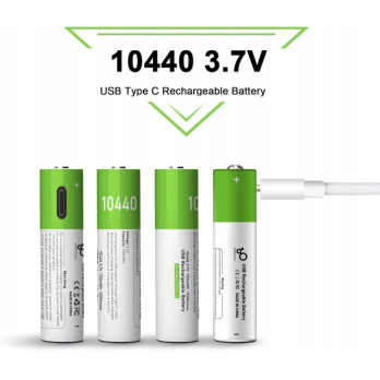 WIELOKROTNE BATERIE PALUSZKI AKUMULATORKI 10440 4 SZT ŁADOWANE KABLEM USB-C
