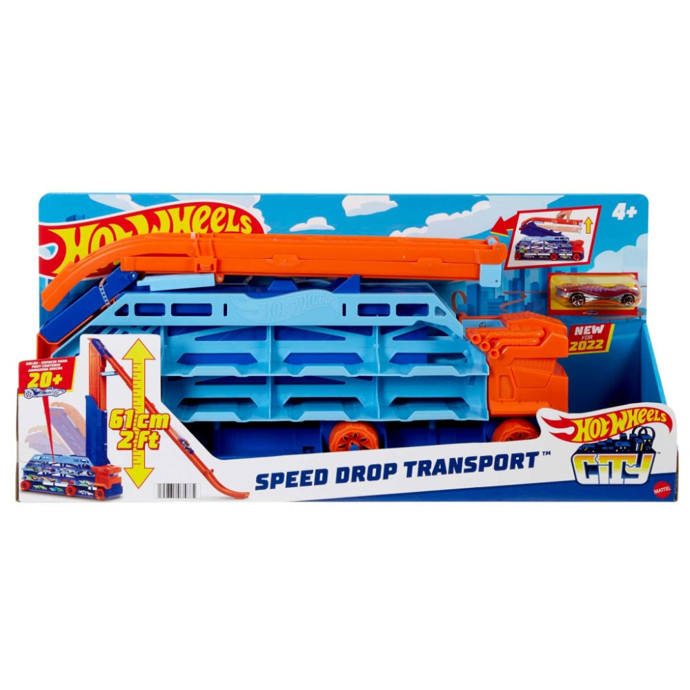 Tor samochodowy Hot Wheels City Transporter Epicki Zjazd 2w1 Prezent HDY92