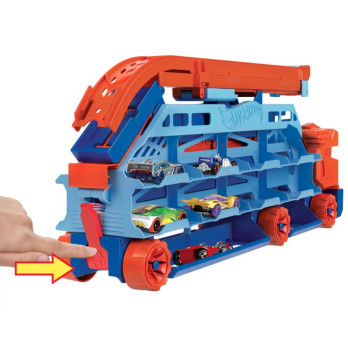 Tor samochodowy Hot Wheels City Transporter Epicki Zjazd 2w1 Prezent HDY92