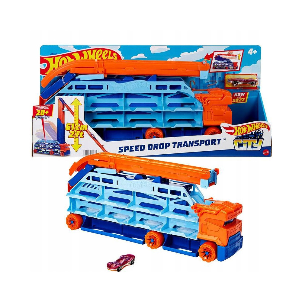 Tor samochodowy Hot Wheels City Transporter Epicki Zjazd 2w1 Prezent HDY92