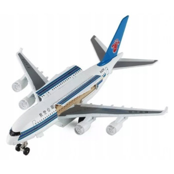 DUŻY SAMOLOT PASAŻERSKI AIRBUS A380 METALOWY MODEL DŹWIĘK ŚWIATŁO
