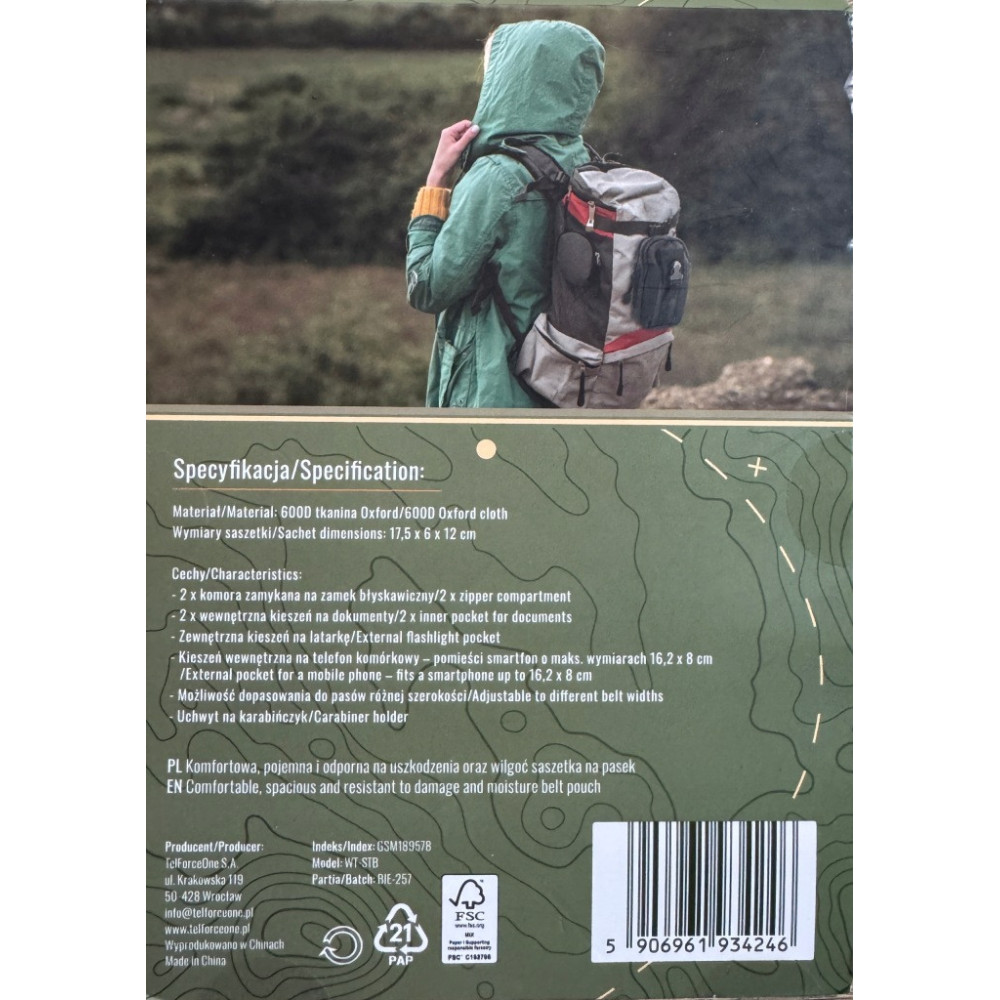 Organizer Wild Trek 17,5 x 12 x 6 cm czarny Saszetka Biodrówka