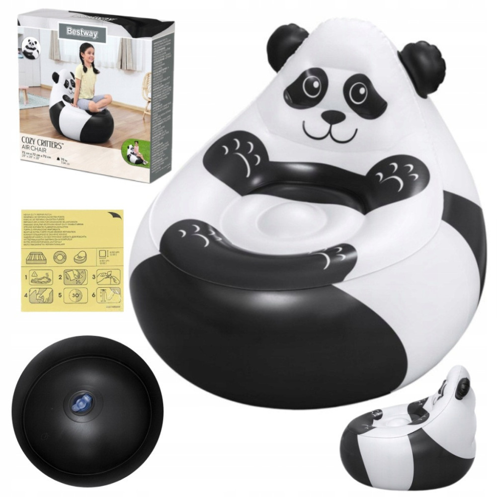 Dmuchany fotel PANDA 72x72x64 cm Bestway dmuchana pufa Prezent Dla Dzieci