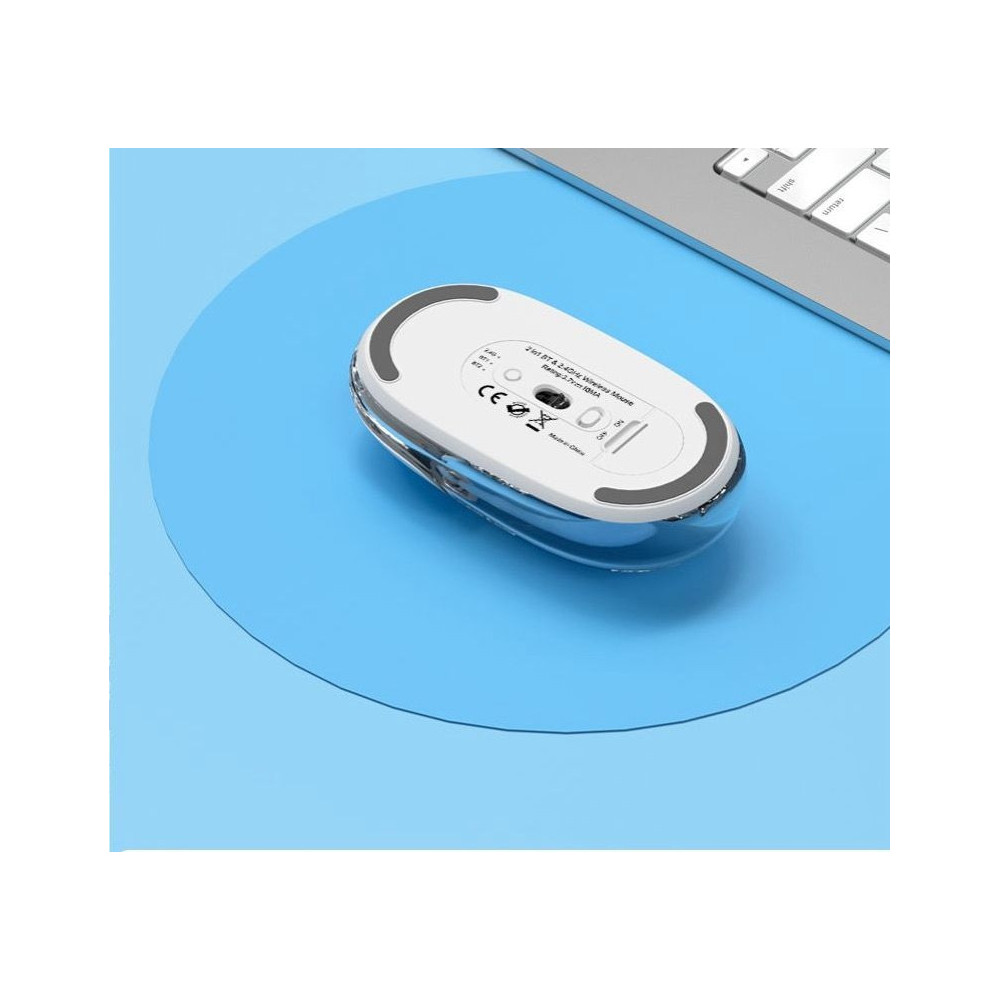 MYSZ BEZPRZEWODOWA BM627 TRANSPARENTNA BLUETOOTH + 2.4GHz RGB KOLORY