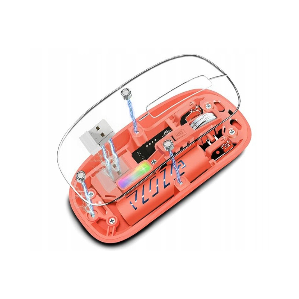 BEZPRZEWODOWA MYSZ BM501 TRANSPARENTNA BLUETOOTH+USB AKUMULATOROWA KOLORY