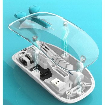 BEZPRZEWODOWA MYSZ BM501 TRANSPARENTNA BLUETOOTH+USB AKUMULATOROWA KOLORY