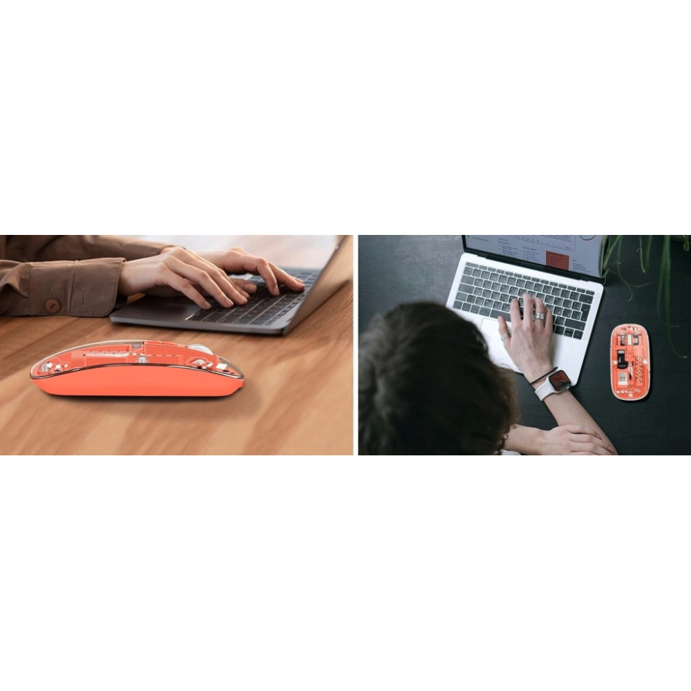 BEZPRZEWODOWA MYSZ BM501 TRANSPARENTNA BLUETOOTH+USB AKUMULATOROWA KOLORY