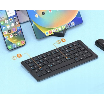KLAWIATURA BLUETOOTH SKŁADANA BEZPRZEWODOWA ZE STOJAKIEM IOS WINDOWS