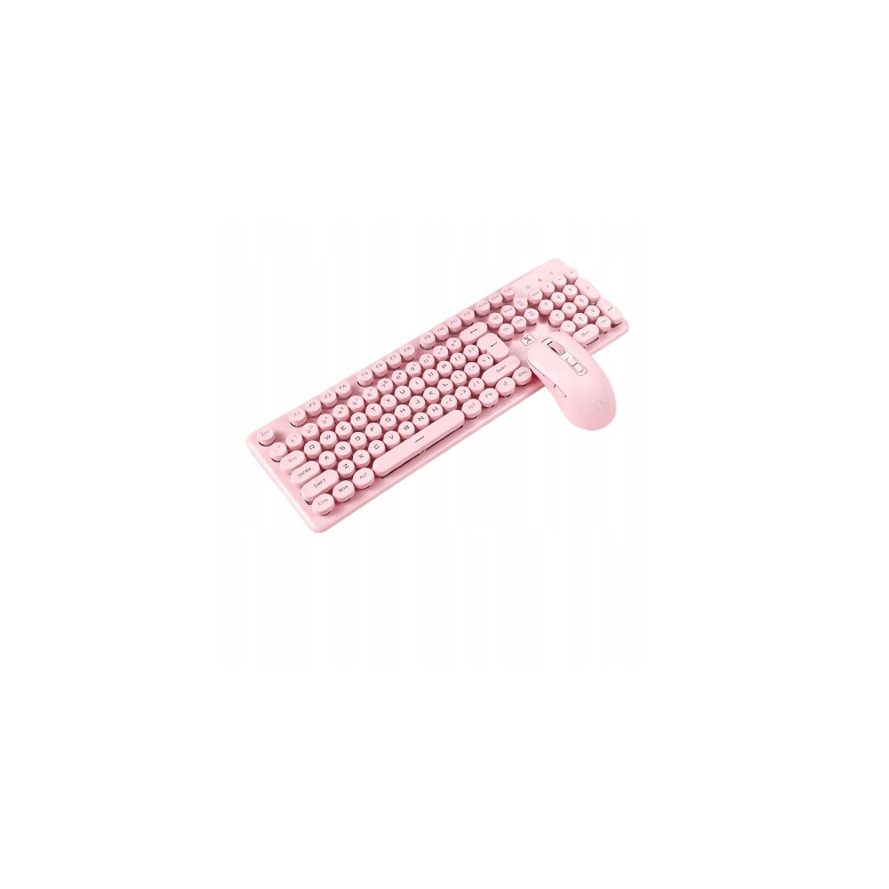 ZESTAW KLAWIATURA+MYSZ BEZPRZEWODOWA N600 2.4GHZ USB ZESTAW WINDOWS RÓŻOWA