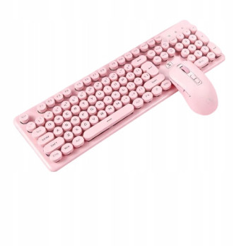 ZESTAW KLAWIATURA+MYSZ BEZPRZEWODOWA N600 2.4GHZ USB ZESTAW WINDOWS RÓŻOWA