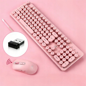 ZESTAW KLAWIATURA+MYSZ BEZPRZEWODOWA N600 2.4GHZ USB ZESTAW WINDOWS RÓŻOWA