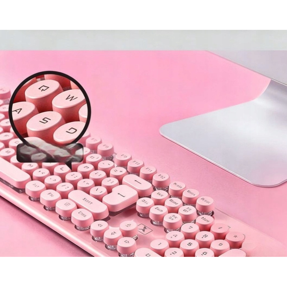 ZESTAW KLAWIATURA+MYSZ BEZPRZEWODOWA N600 2.4GHZ USB ZESTAW WINDOWS RÓŻOWA