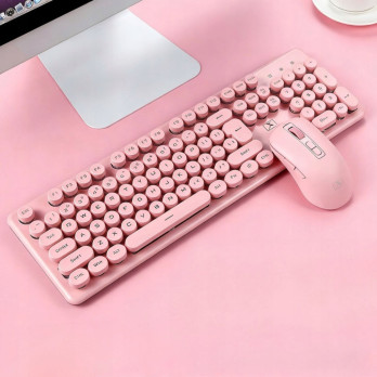 ZESTAW KLAWIATURA+MYSZ BEZPRZEWODOWA N600 2.4GHZ USB ZESTAW WINDOWS RÓŻOWA