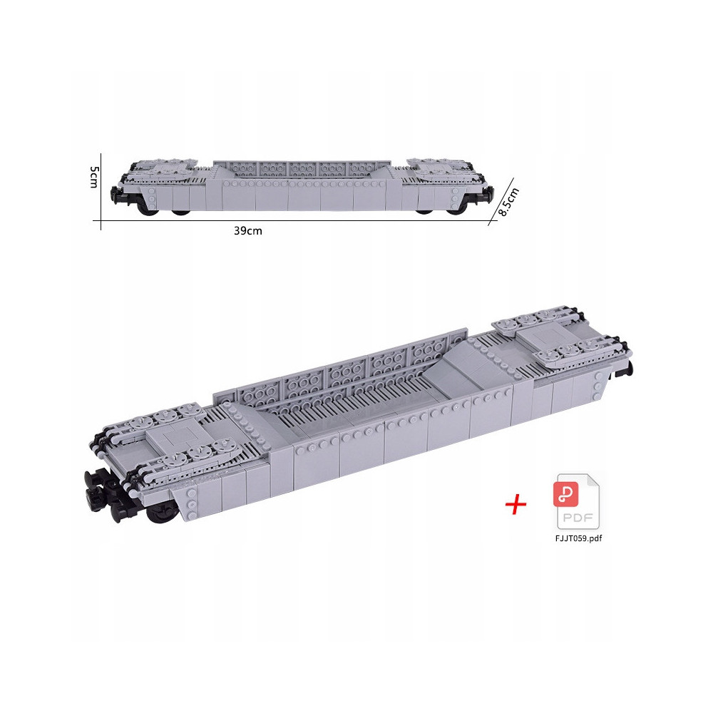 WAGON KOLEJOWY PLATFORMA Z KLOCKÓW SZARY 29,5 x 8,5 x 4 cm KOMPATYBILNY