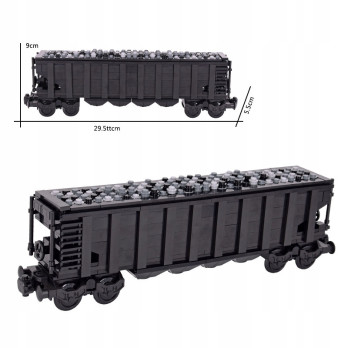 KLOCKI POCIĄG TOWAROWY RETRO WAGON TOWAROWY GONDOLA CZARNA