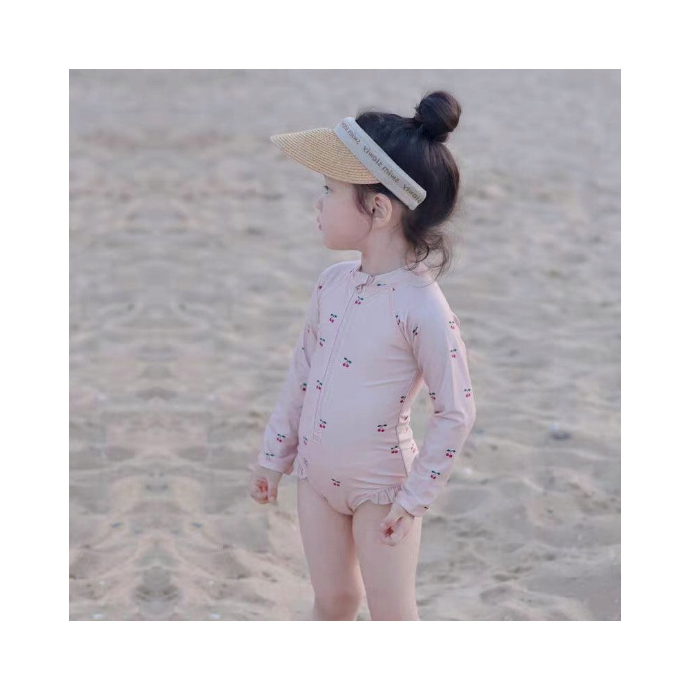 STRÓJ KĄPIELOWY DZIEWCZĘCY KOMBINEZON W WIŚNIE WISIENKI UV UPF50+ 116/122