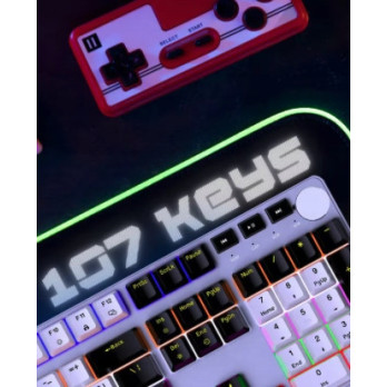 MECHANICZNA KLAWIATURA GAMINGOWA 107 KLAWISZY PODŚWIETLENIE RAINBOW