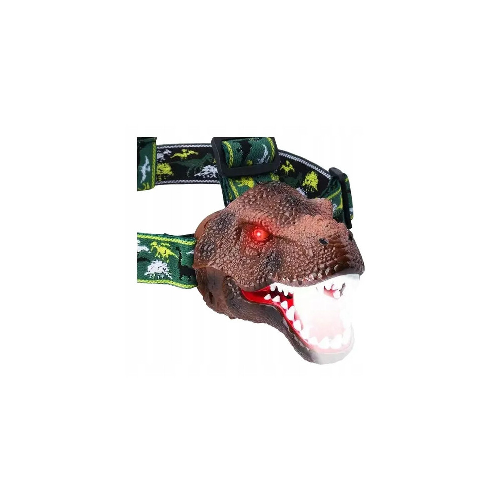 LATARKA DZIECIĘCA DINOZAUR T-REX LED NA GŁOWĘ USB TRYBY DŹWIĘK