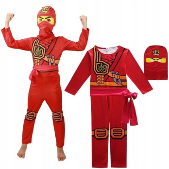 PRZEBRANIE DZIECIĘCE KOSTIUM NINJA CZERWONY RED KARNAWAŁ WYSTĘP 134-140 CM