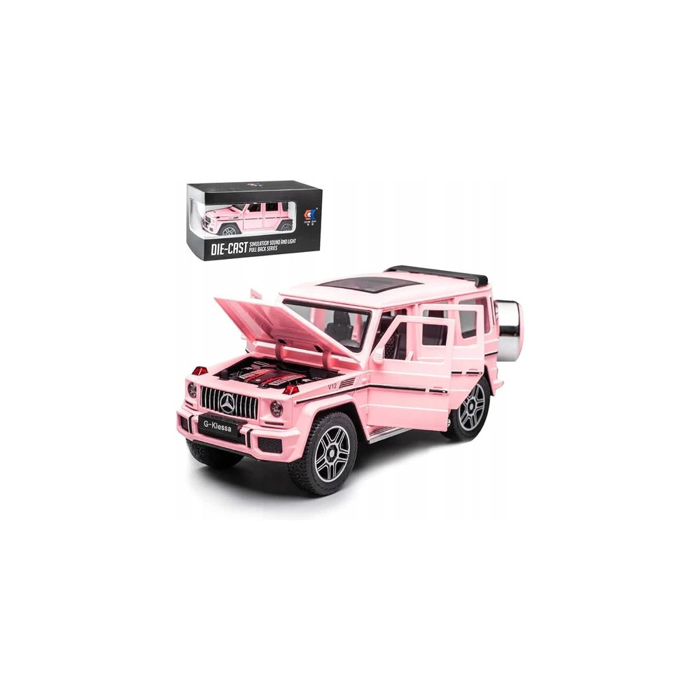 MERCEDES-BENZ G63 METALOWY MODEL SAMOCHODU 1:24 DŹWIĘK ŚWIATŁO RÓŻOWY